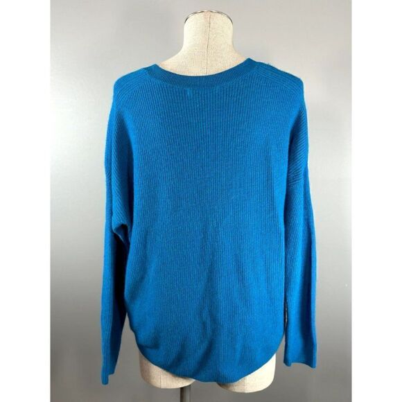 Alice + Olivia Caprice Crewneck Cashmere Sweater in Turkish Blue Size M - Picture 4 of 5